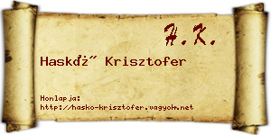 Haskó Krisztofer névjegykártya